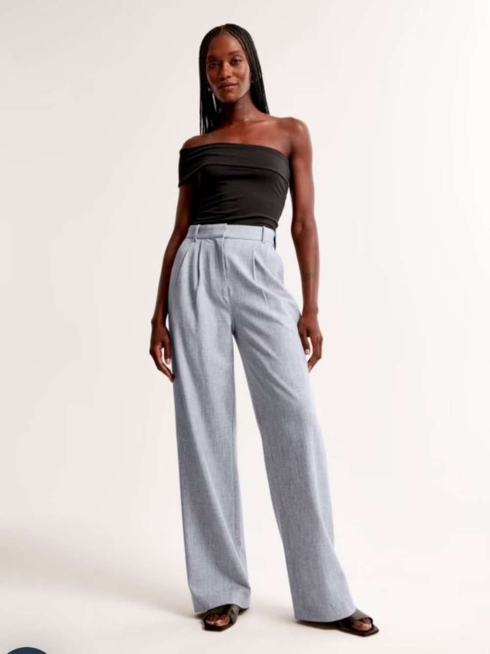 Abercrombie & Fitch Light Gray Wide-Leg High-Waist Pants